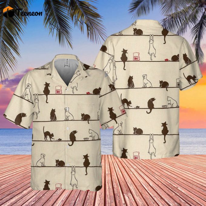 Cat Own Love Hawaiian Shirt, Cat Hawaiian Shirt,Funny Cat Shirt, Cat Lovers Shirt, Cat Button Shirt, Hawaiian Shirt Men, Summer Hawaii Shirt 1
