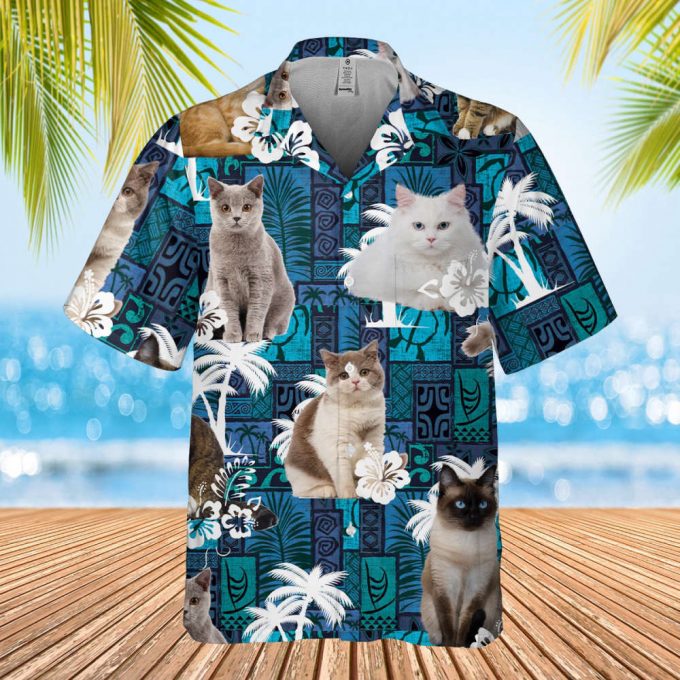 Cat Personalized Hawaii Shirt, Personalized Cat Hawaiian Shirt, Tropical Cat Hawaii Shirt, Custom Your Own Cat, Gift For Cat Lover Summer 2