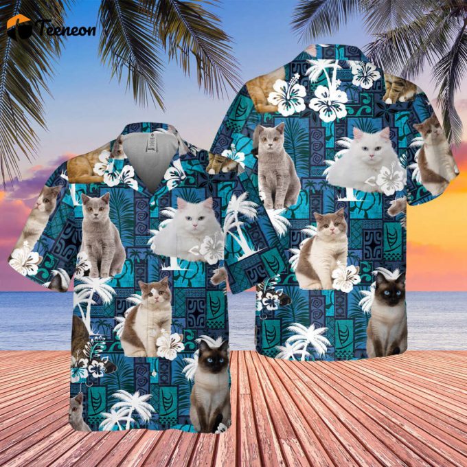 Cat Personalized Hawaii Shirt, Personalized Cat Hawaiian Shirt, Tropical Cat Hawaii Shirt, Custom Your Own Cat, Gift For Cat Lover Summer 1