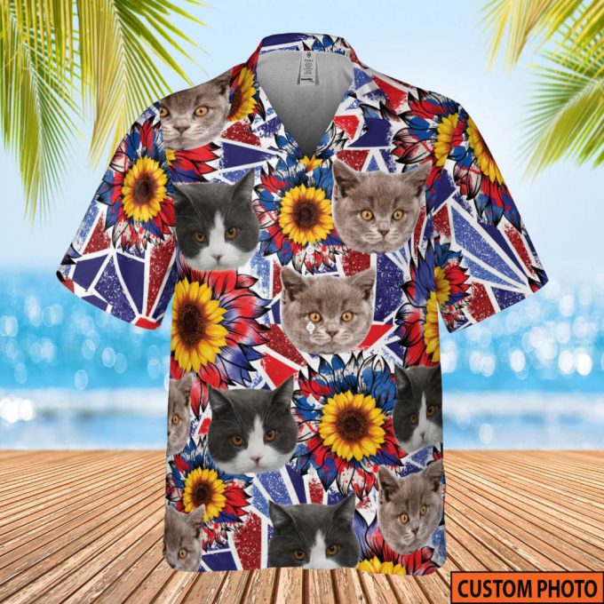 Cat Personalized Hawaiian Shirt, Personalized Cat Hawaiian Shirt, Tropical Cat Hawaii Shirt, Custom Photo Own Cat, Gift For Cat Lover 2