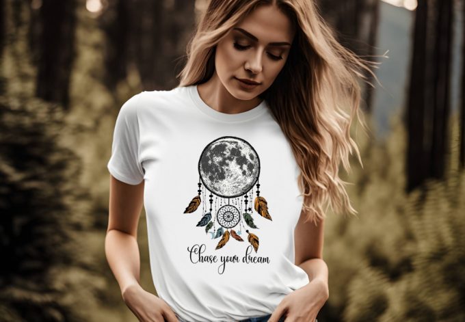 Chase Your Dream T-Shirt: Full Moon &Amp; Native American Inspirational Saying Dreamcatcher Hippie &Amp; Boho Tee 2