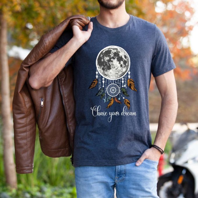 Chase Your Dream T-Shirt: Full Moon &Amp; Native American Inspirational Saying Dreamcatcher Hippie &Amp; Boho Tee 3