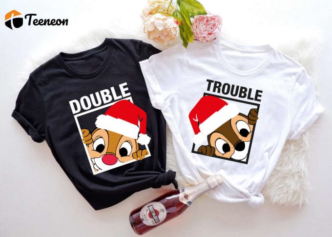 Double Trouble: Chip And Dale Christmas Shirts - Disney Couple Xmas Tees! 1