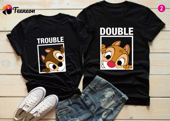 Double Trouble Chip And Dale Shirt: Perfect Disney Couple &Amp;Amp; Family Shirts For Valentine S Day &Amp;Amp; Vacation 1
