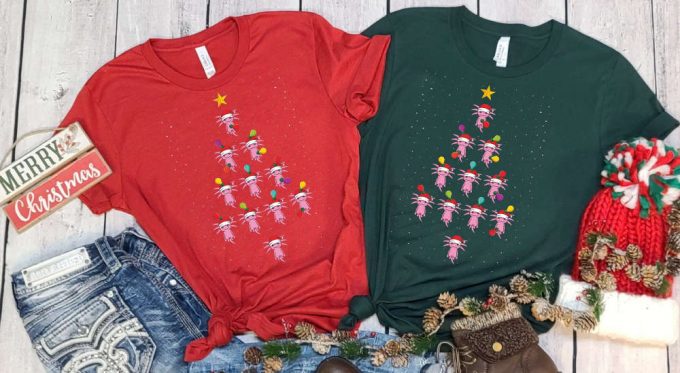 Christmas Axolotl T-Shirt, Christmas Tree Graphic Tees, Axolotl Shirt, Christmas Vibes, Funny Christmas Shirt, Christmas Gift, Xmas Spirit 2