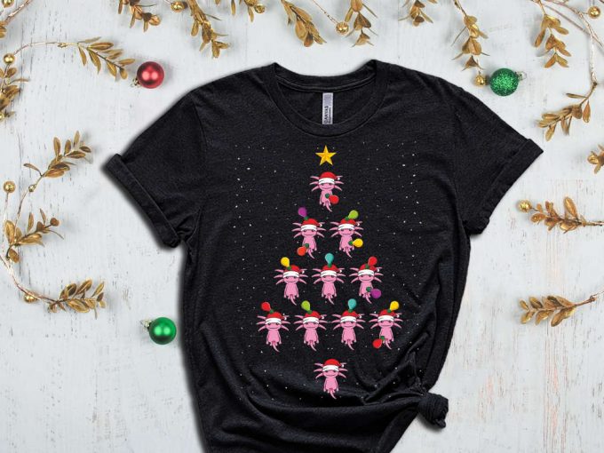 Christmas Axolotl T-Shirt, Christmas Tree Graphic Tees, Axolotl Shirt, Christmas Vibes, Funny Christmas Shirt, Christmas Gift, Xmas Spirit 4