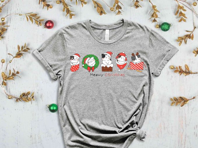 Christmas Cats T-Shirt, Meowy Christmas Shirt, Xmas Vibes, Cute Christmas Apparel, Christmas Gift For Cat Lover, Xmas Cats, Meow Shirt 2