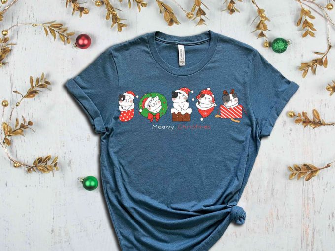 Christmas Cats T-Shirt, Meowy Christmas Shirt, Xmas Vibes, Cute Christmas Apparel, Christmas Gift For Cat Lover, Xmas Cats, Meow Shirt 5