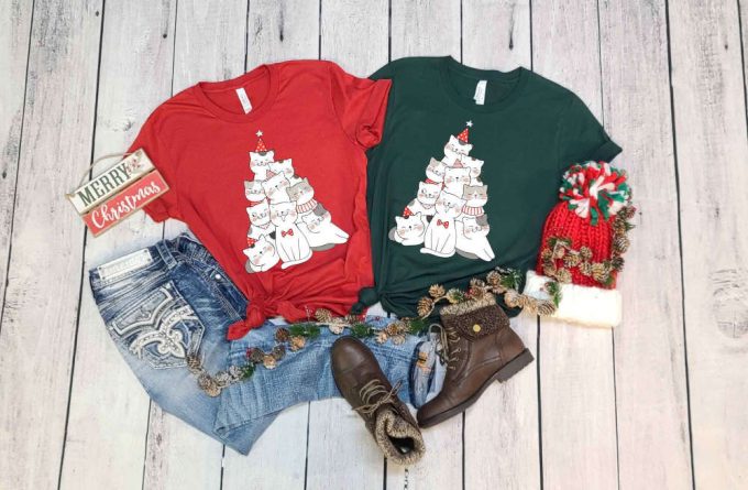 Christmas Cats Tree Shirt, Christmas Cat Shirt, Meowy Christmas, Merry Christmas Shirt, Funny Christmas Shirt, Christmas Gift For Cat Lover 2