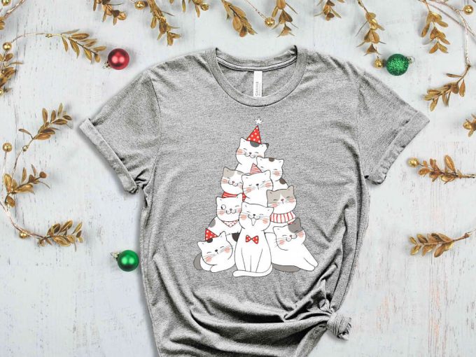 Christmas Cats Tree Shirt, Christmas Cat Shirt, Meowy Christmas, Merry Christmas Shirt, Funny Christmas Shirt, Christmas Gift For Cat Lover 3
