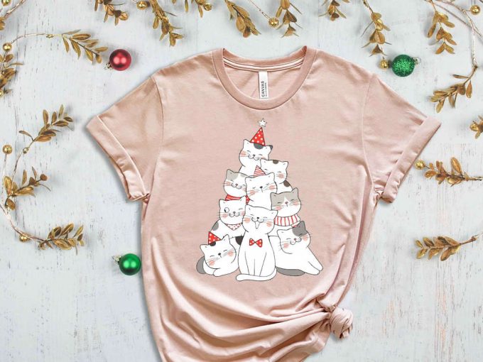 Christmas Cats Tree Shirt, Christmas Cat Shirt, Meowy Christmas, Merry Christmas Shirt, Funny Christmas Shirt, Christmas Gift For Cat Lover 4