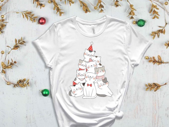 Christmas Cats Tree Shirt, Christmas Cat Shirt, Meowy Christmas, Merry Christmas Shirt, Funny Christmas Shirt, Christmas Gift For Cat Lover 5