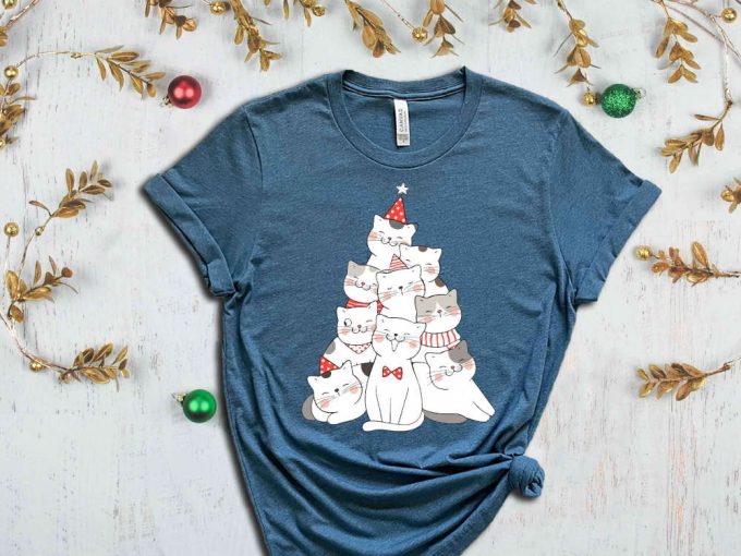 Christmas Cats Tree Shirt, Christmas Cat Shirt, Meowy Christmas, Merry Christmas Shirt, Funny Christmas Shirt, Christmas Gift For Cat Lover 6