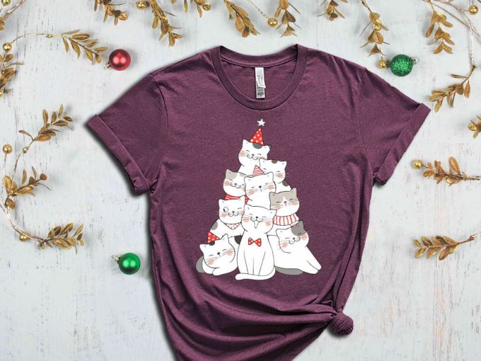 Christmas Cats Tree Shirt, Christmas Cat Shirt, Meowy Christmas, Merry Christmas Shirt, Funny Christmas Shirt, Christmas Gift For Cat Lover 7