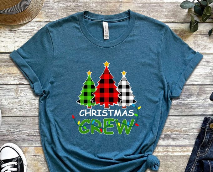 Christmas Crew T-Shirt, Christmas Shirt, Xmas Tree Graphic Tees, Matching Family Christmas,Buffalo Plaid Plaid Xmas Trees, Christmas Squad 2