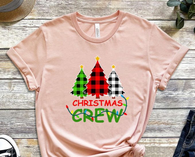 Christmas Crew T-Shirt, Christmas Shirt, Xmas Tree Graphic Tees, Matching Family Christmas,Buffalo Plaid Plaid Xmas Trees, Christmas Squad 3