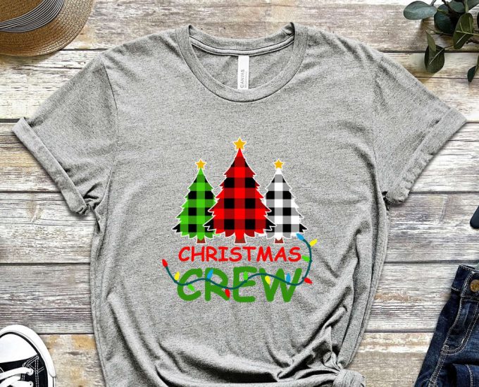 Christmas Crew T-Shirt, Christmas Shirt, Xmas Tree Graphic Tees, Matching Family Christmas,Buffalo Plaid Plaid Xmas Trees, Christmas Squad 4