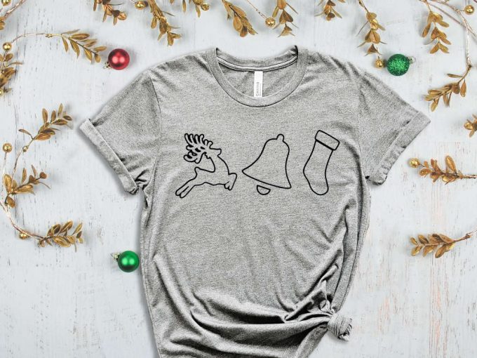 Christmas Doodles T-Shirt, Reindeer Graphic Tee, Christmas Shirt, Xmas Bell, Xmas Vibes, Holiday Christmas Shirts For Women, Matching Family 3