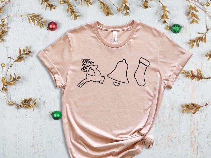 Christmas Doodles T-Shirt, Reindeer Graphic Tee, Christmas Shirt, Xmas Bell, Xmas Vibes, Holiday Christmas Shirts For Women, Matching Family 4