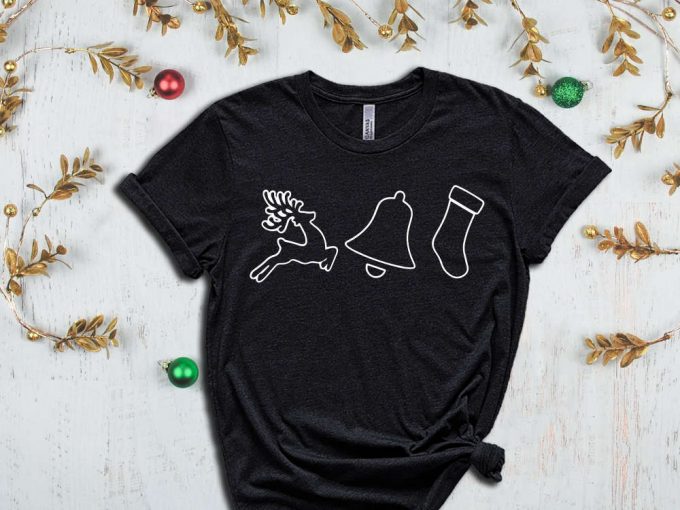 Christmas Doodles T-Shirt, Reindeer Graphic Tee, Christmas Shirt, Xmas Bell, Xmas Vibes, Holiday Christmas Shirts For Women, Matching Family 5