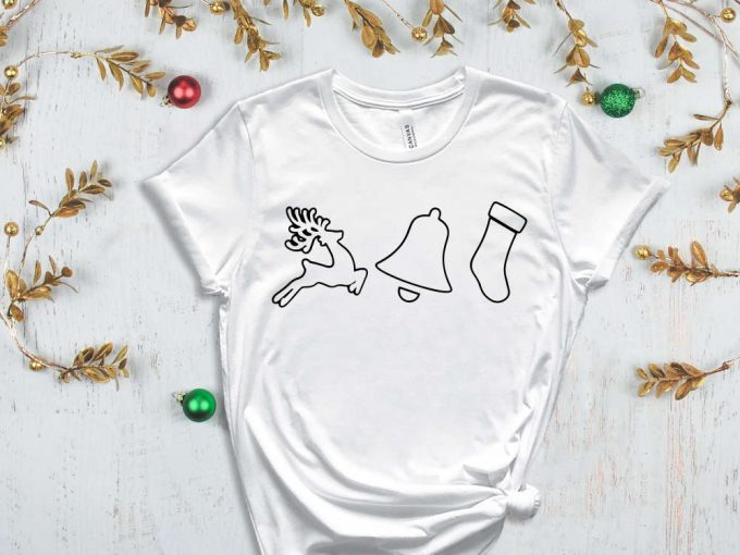 Christmas Doodles T-Shirt, Reindeer Graphic Tee, Christmas Shirt, Xmas Bell, Xmas Vibes, Holiday Christmas Shirts For Women, Matching Family 6