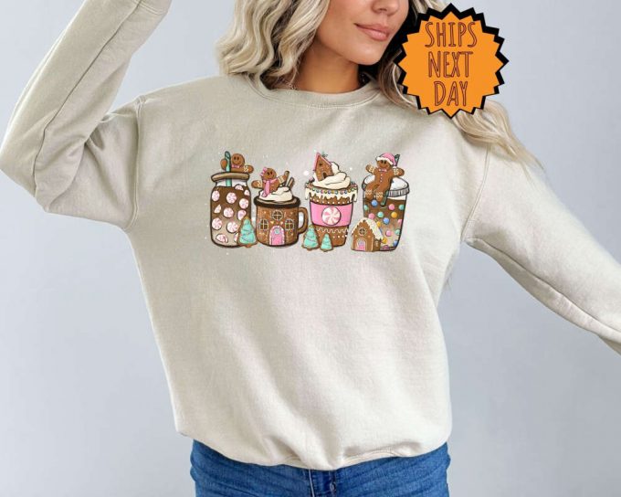 Coffee Lover Christmas Sweatshirt: Gingerbread Design Xmas Gift Hoodie Cute And Cozy Apparel 2