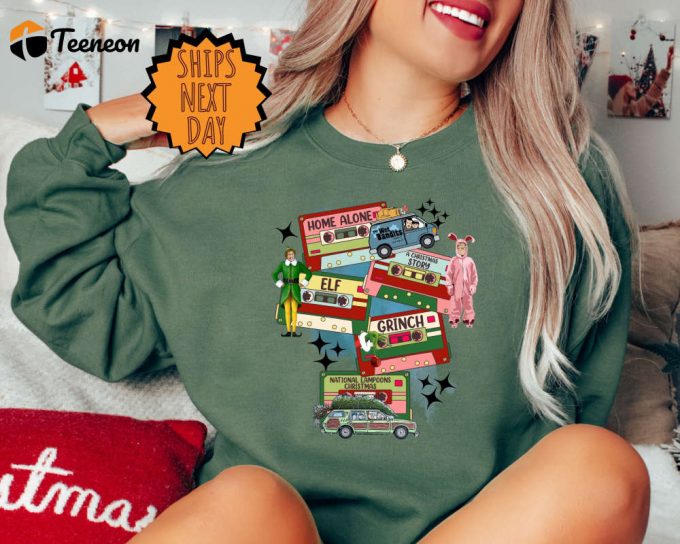 Christmas Movie Sweatshirt And Hoodie - Festive Characters Shirt Vintage Sweater &Amp;Amp; Music Shirt 1