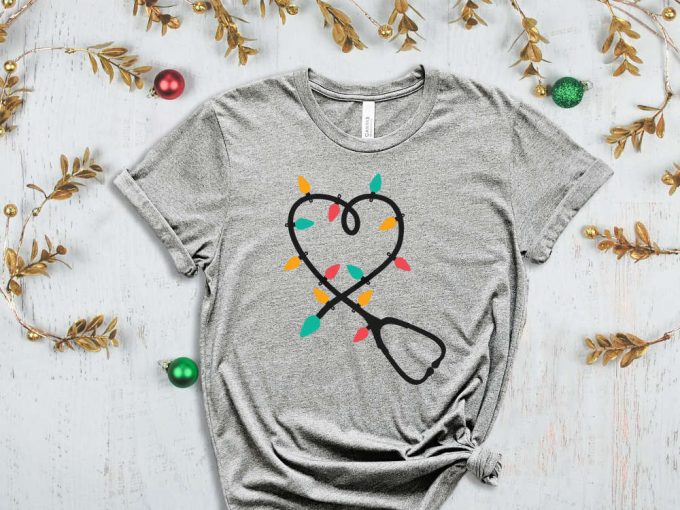 Christmas Nurse Stethoscope T-Shirt, Christmas Lights, Xmas Doctor Shirt, Xmas Gift For Doctor, Christmas Nurse Shirt, Christmas Doctor Tees 2