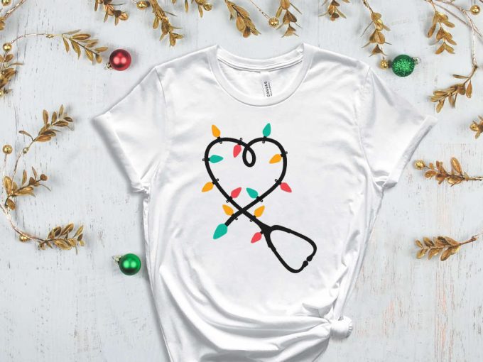 Christmas Nurse Stethoscope T-Shirt, Christmas Lights, Xmas Doctor Shirt, Xmas Gift For Doctor, Christmas Nurse Shirt, Christmas Doctor Tees 4