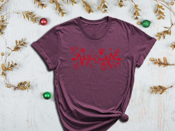 Christmas Ornament Shirt, Candy Cane Shirt, Xmas Bell Shirt, Heart Beat Shirt, Christmas Tree Shirt, Christmas Lights, Snow Flake Shirt 5