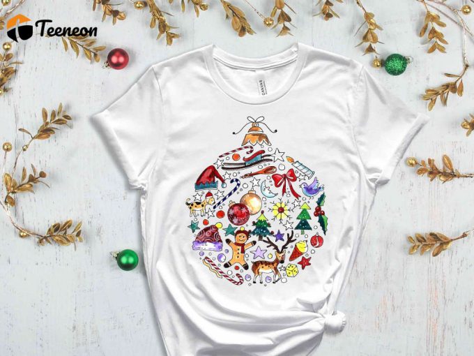 Christmas Ornament Shirt, Christmas Doodles, Xmas Apparel, Merry Christmas Tees, Funny Christmas Clothing, Holly Jolly Shirt, Christmas Gift 1
