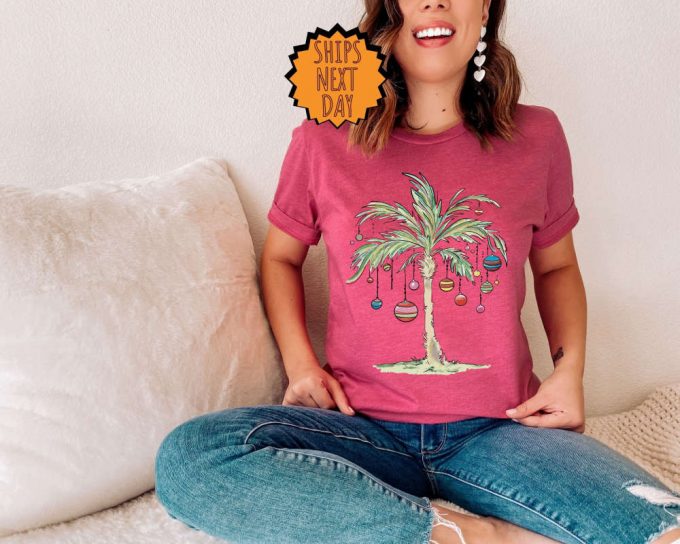 Christmas Palm Tree Shirt, Tropical Xmas Shirt, Christmas Florida Shirt, Christmas Vacation Trip Shirt, Adventure Gift Shirt, Xmas Tree Tee 3