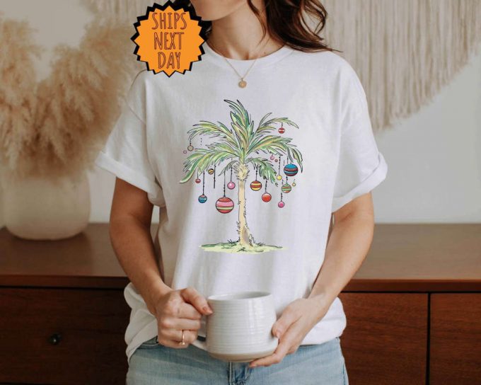 Christmas Palm Tree Shirt, Tropical Xmas Shirt, Christmas Florida Shirt, Christmas Vacation Trip Shirt, Adventure Gift Shirt, Xmas Tree Tee 7