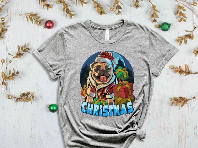 Christmas Pug T-Shirt, Pug Shirt, Santa Pug Shirt, Pug Lover Xmas Gift, Funny Christmas Shirt, Christmas Animals, Pug Owner Christmas Tshirt 2