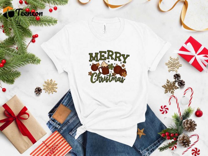 Spread Festive Cheer With Our Merry Christmas Shirt: Perfect Gift For Her Ideal For Christmas Trips Santa-Inspired Design &Amp;Amp; Positive Vibe - Shop Now! 1