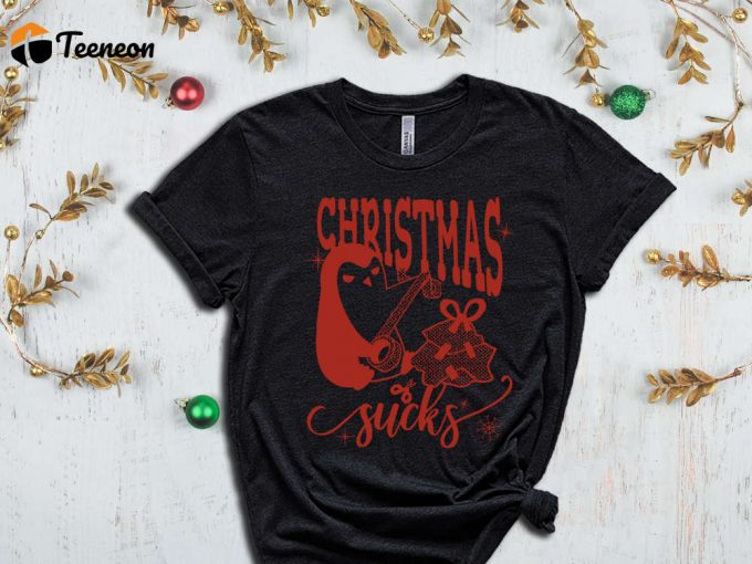 Christmas Sucks Shirt, Penguin Shirt, Angry Penguin, Christmas Penguin, Funny Christmas Shirt, Funny Penguin Shirt, Christmas T-Shirt 1