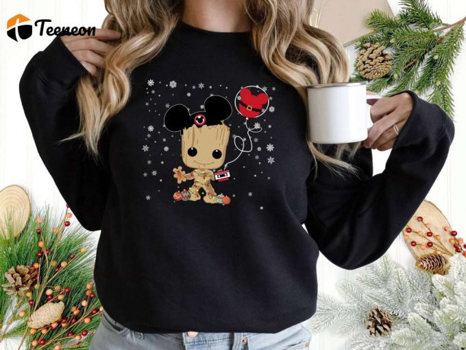 Cute Groot Christmas Sweatshirt - Perfect Disney Gift For Groot Lovers! Baby Groot Shirt Xmas Sweater &Amp;Amp; Birthday Gift Shirt In One 1
