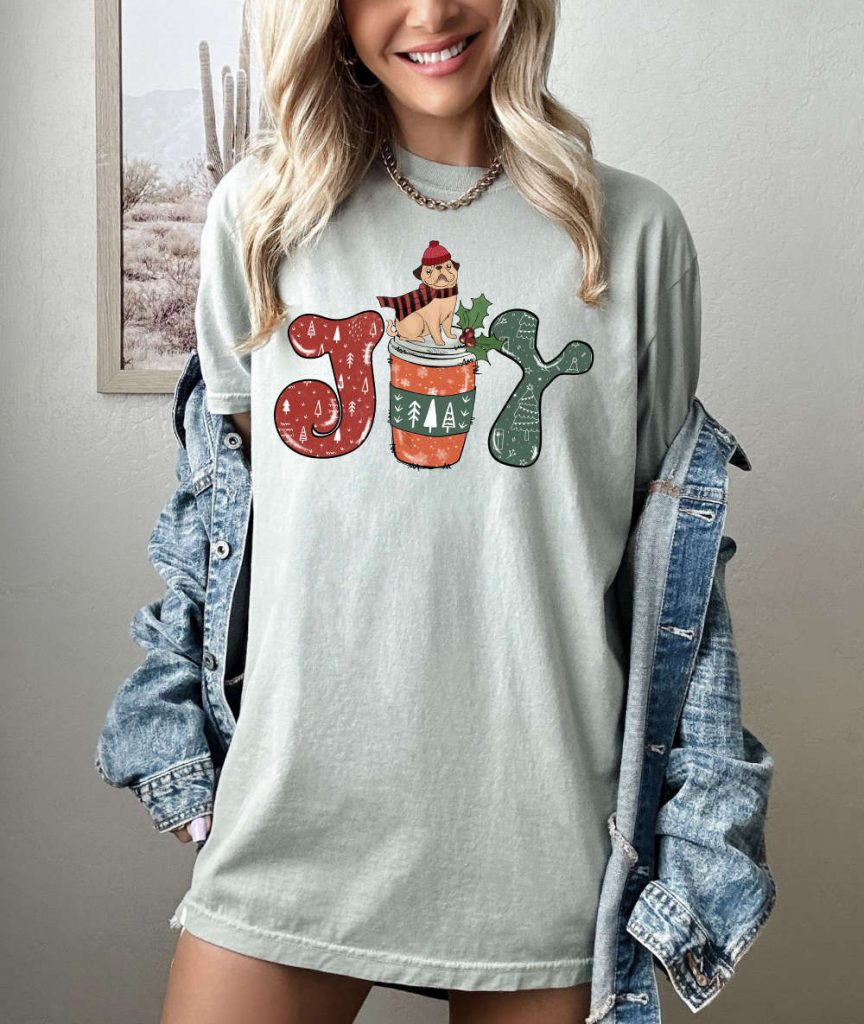 Spread Joy With A Christmas T-Shirt Comfort Colors Coffee Lover Positive Vibe Motivational Shirt For Coffee Day Christmas Apparel 8