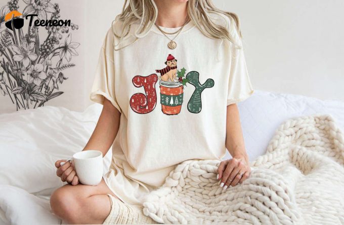 Spread Joy With A Christmas T-Shirt Comfort Colors Coffee Lover Positive Vibe Motivational Shirt For Coffee Day Christmas Apparel 1