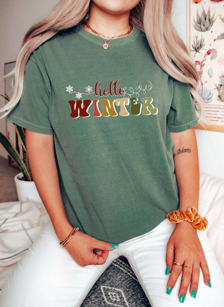 Spread Holiday Cheer With Our Cozy Christmas T-Shirt Collection - Comfort Colors Xmas Believe And Hello Winter! Perfect For Christmas Trips And New Year Celebrations 8