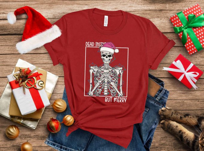 Spread Joy With Funny Christmas T-Shirt - Christmas Squad 2024 &Amp; New Year Skeleton Tee For Positive Vibes 2