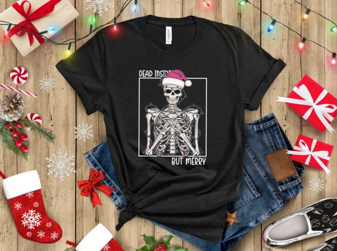 Spread Joy With Funny Christmas T-Shirt - Christmas Squad 2024 &Amp; New Year Skeleton Tee For Positive Vibes 3