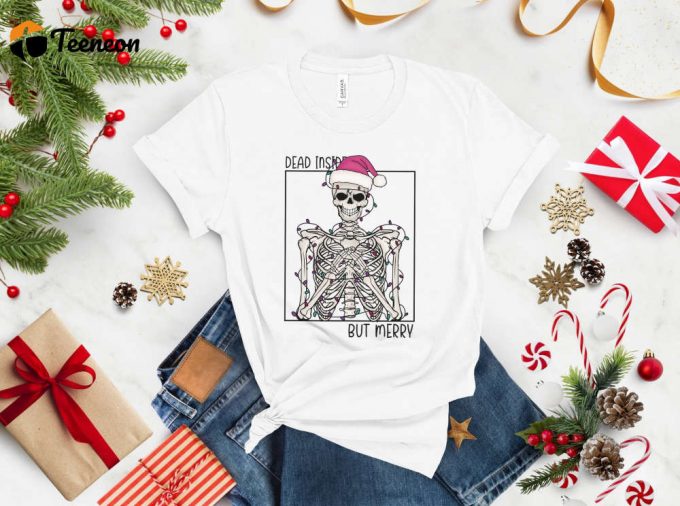 Spread Joy With Funny Christmas T-Shirt - Christmas Squad 2024 &Amp;Amp; New Year Skeleton Tee For Positive Vibes 1