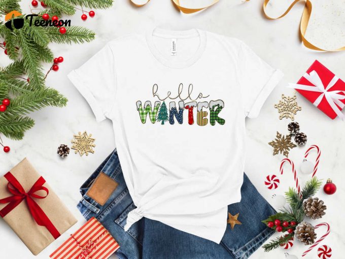 Get Festive With Our Christmas T-Shirt Collection: Hello Winter Merry Christmas Party Tee &Amp;Amp; More! Perfect Gift For Kids Happy New Year And Xmas Trip Shirt Included! 1