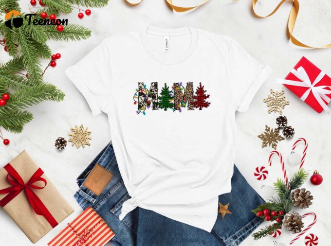 Christmas T-Shirt: Mama Shirt For Christmas Family Ideal Gift For Her New Year &Amp;Amp; Mothers Day Xmas Tree Shirt Christmas Squad 1