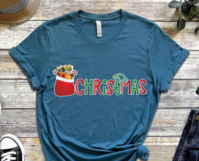 Christmas T-Shirt, Santa'S Gift Sack Shirt, Christmas Shirt For Girls, Xmas Gift, Christmas Apparel, Winter Holiday Apparel, Christmas Vibes 6