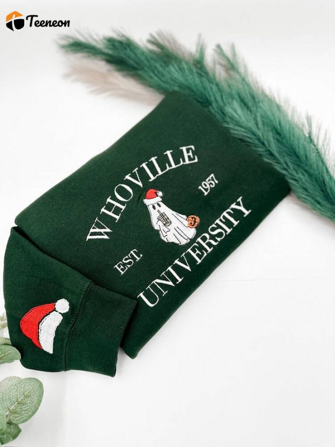 Christmas Whoville University Embroidered Sweatshirt, Christmas Crewneck, Christmas Jumper, Christmas Hoodie,Xmas Gift, Retro Jumper, Xmas 1