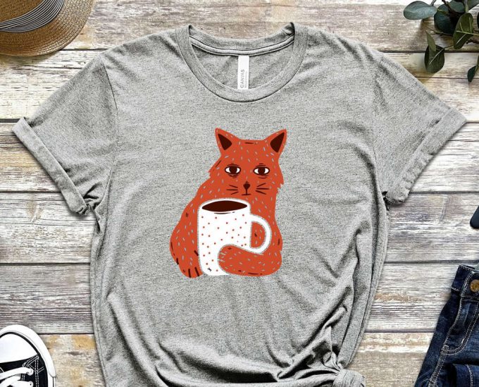 Coffee Addict Shirt, Morning Coffee Shirt, Cat Shirt, Kitty Shirt, Cool Cat Shirt, Paws Shirt, Tired Shirt, Unisex Shirt 5