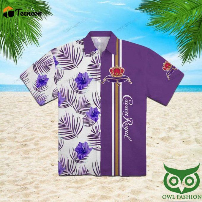 Crown Royal White And Purple Flowe Leaves Hawaiian Shirt Gift For Men And Women 1