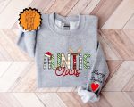 Custom Auntie Claus Sweatshirt ,Auntie sweatshirt with children’s names on the sleeve, Christmas Auntie Claus Hoodie, Auntie Claus Shirt